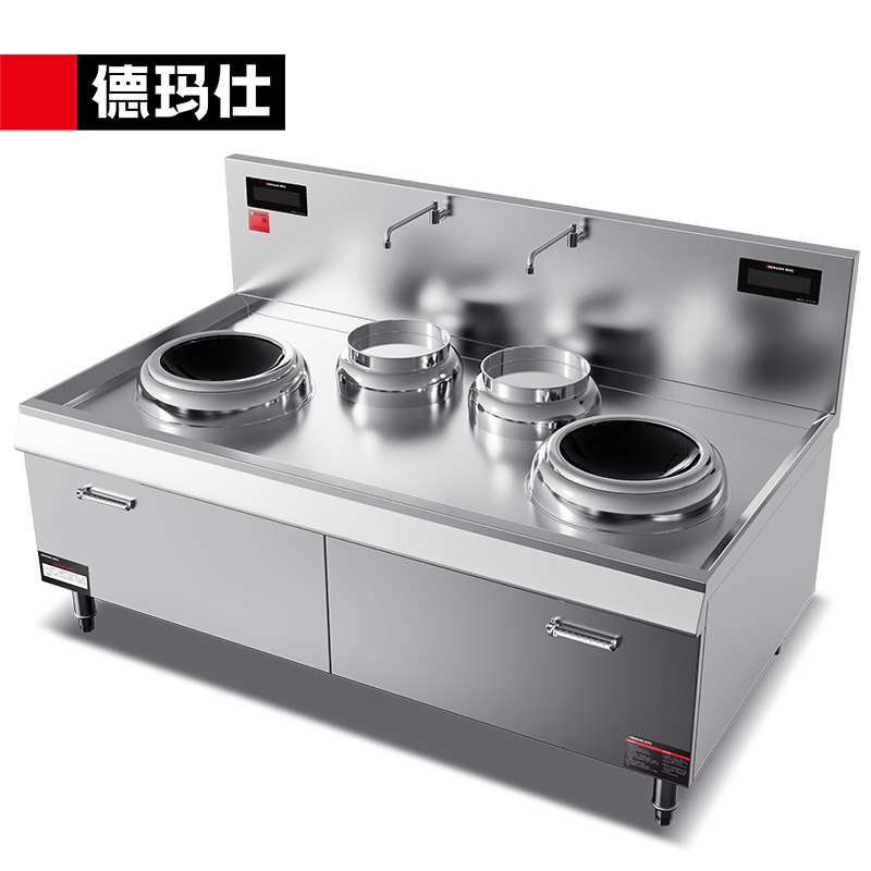 德玛仕(DEMASHI)大功率商用电磁大锅灶学校单位食堂 12kw双头双尾爆炒炉HW-SXC12D-01(304材质)