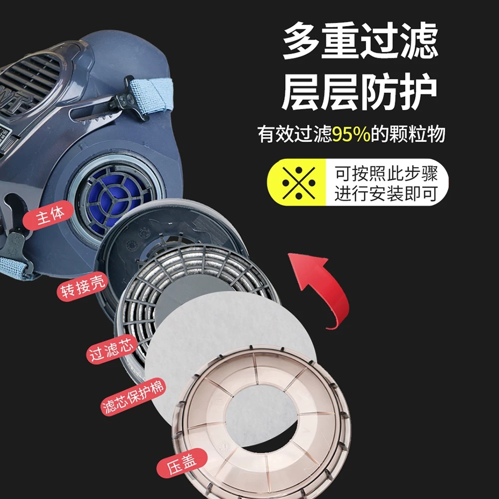 重松TW08SFⅡ四点式硅胶防尘口罩防毒喷漆电焊打磨矿井专用高清大图