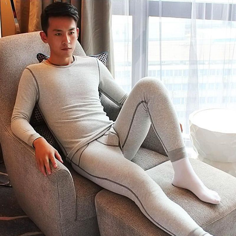 波迷娜bomina男士保暖内衣男纯棉不倒绒圆领潮男修身