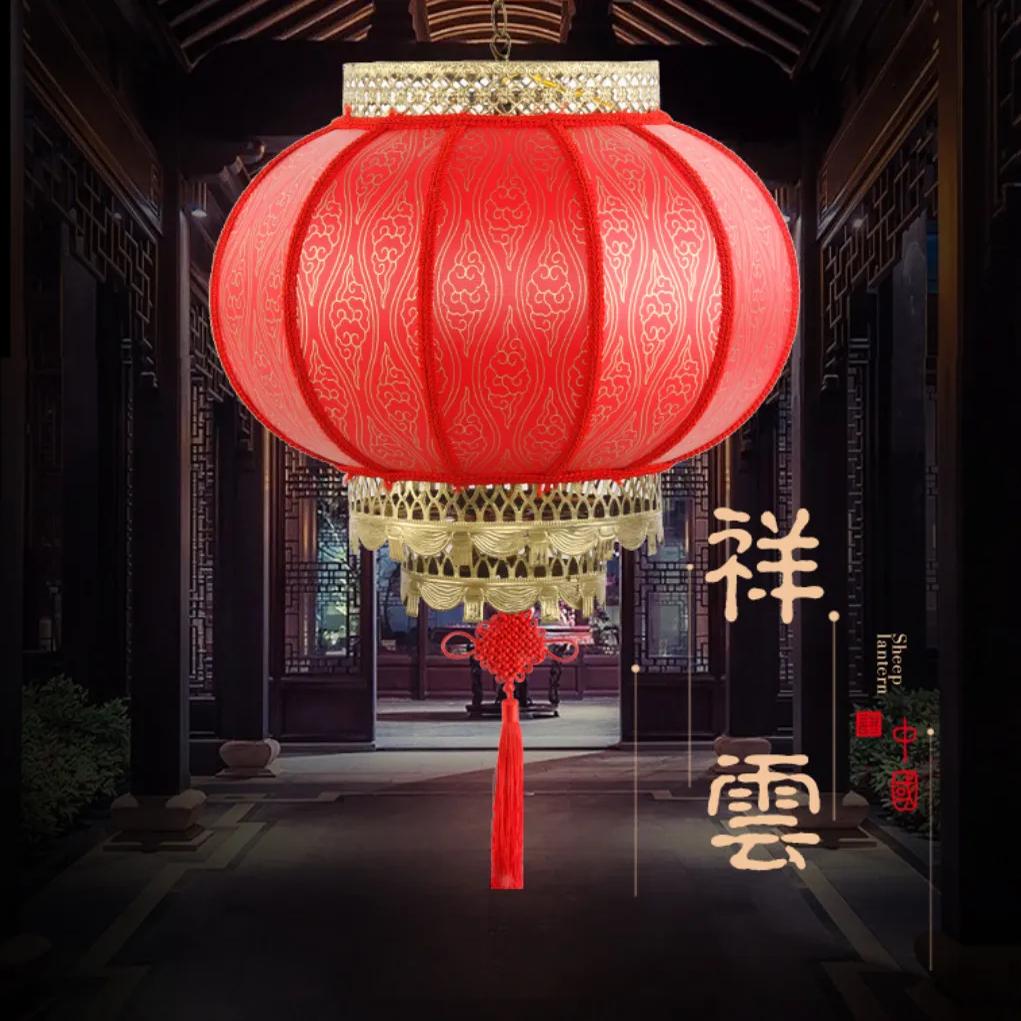 中式仿羊皮灯笼户外大红圆灯笼-圆祥云|[精品加厚]60厘米高清大图