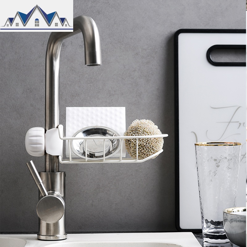 厨房水龙头置物架不锈钢洗碗水池收纳架子水架抹布沥水架海绵篮_4_537高清大图