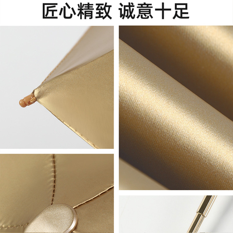 艾逸瑶选 荼锦系列铝合金骨金胶布扁六折晴雨伞-A款 YS-1843 便携折叠晴雨伞两用男女通用学生折叠伞!高清大图