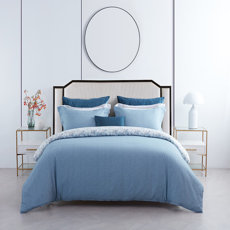 梦洁家纺 纯棉印花四件套:微风 200x230cm高清大图