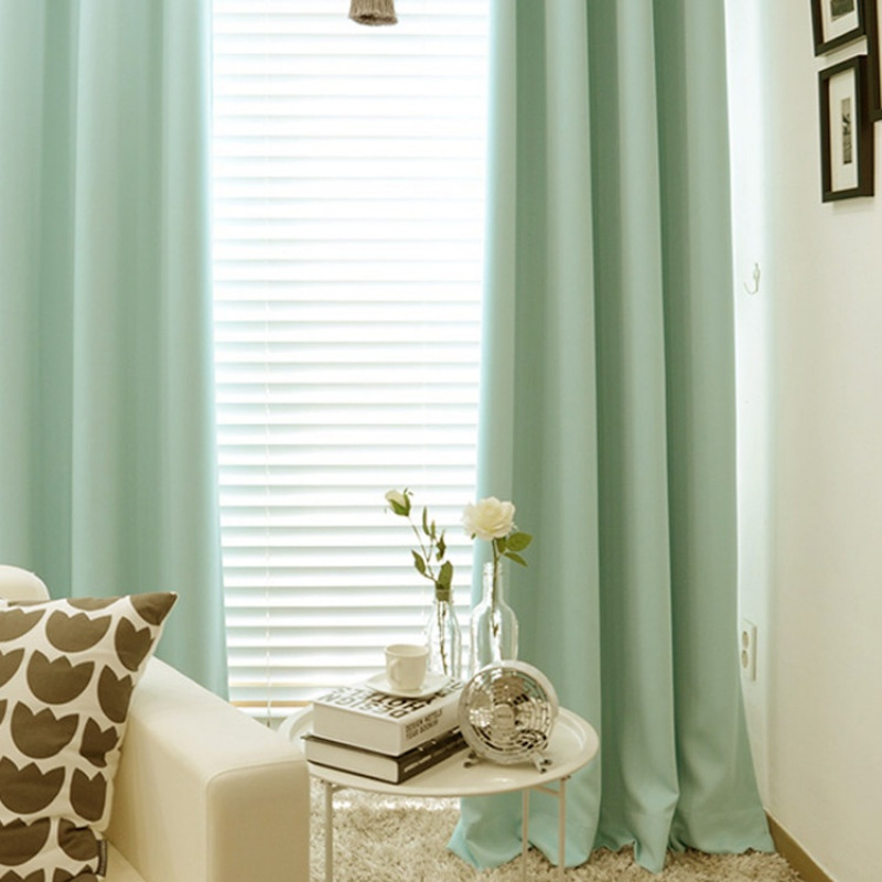 美帮汇北欧风窗帘成品现代简约加厚全遮光客厅卧室落地窗帘布定制 绿色遮（挂钩） 平铺宽2*2.7（可改高）