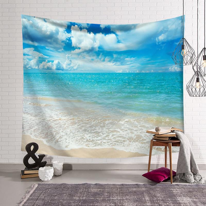 海滩椰树墙挂毯床头卧室民宿装饰挂布桌布背景布拍摄壁毯挂画 463图150高*200宽(送星灯+钉)高清大图