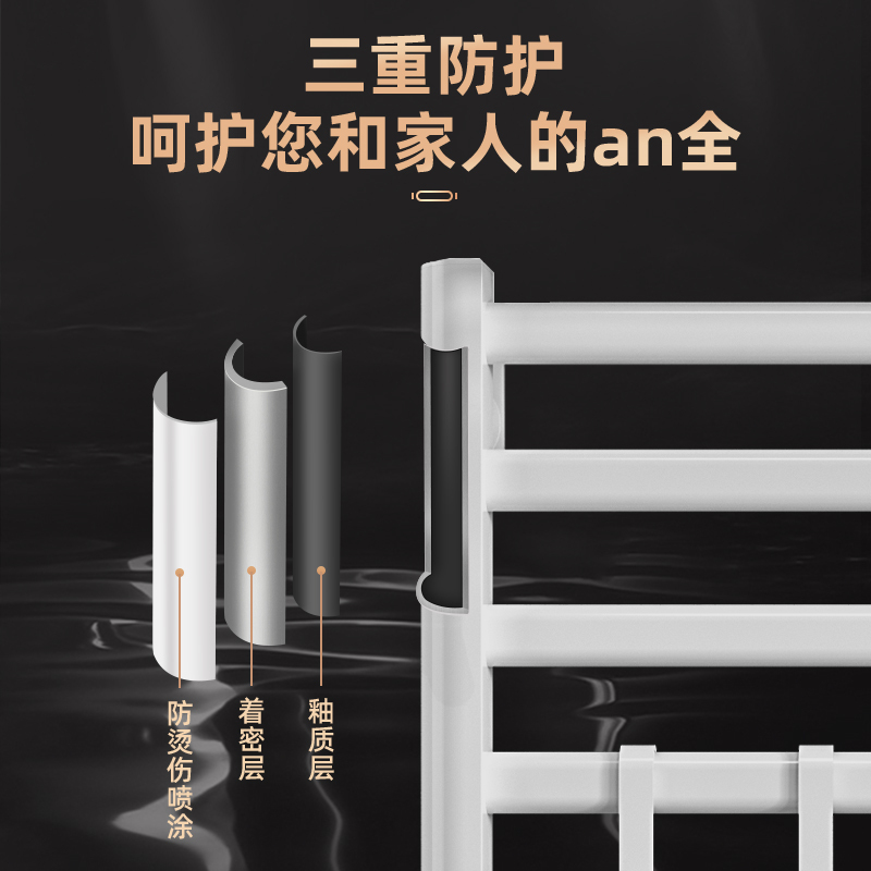 SIOYIE芯毅 智能电热毛巾架家用浴室卫生间毛巾杆电加热恒温浴巾烘干置物架免打孔安装R160(自行安装)高清大图