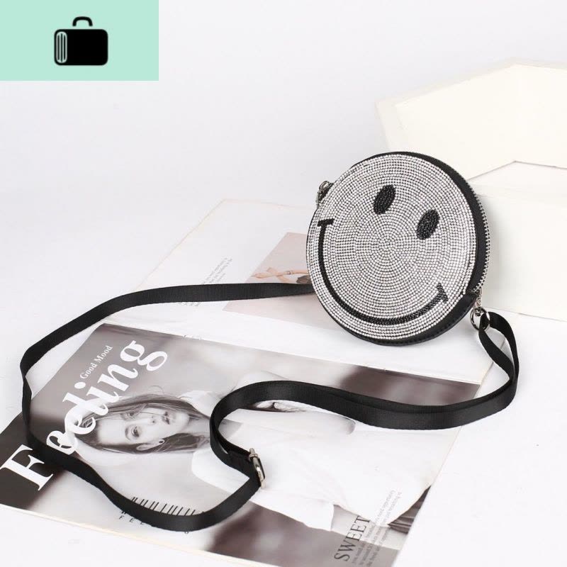 包包女包2020春夏新款韩国水钻笑脸包链条小圆包女斜挎网红单肩包NEW LAKE女斜挎包图片