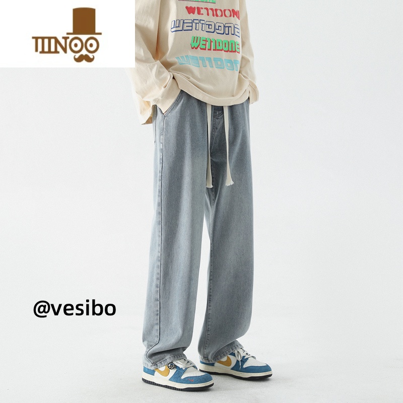 YANXU直筒牛仔裤男款美式复古高街水洗休闲裤秋季潮流宽松大码做旧裤子高清大图