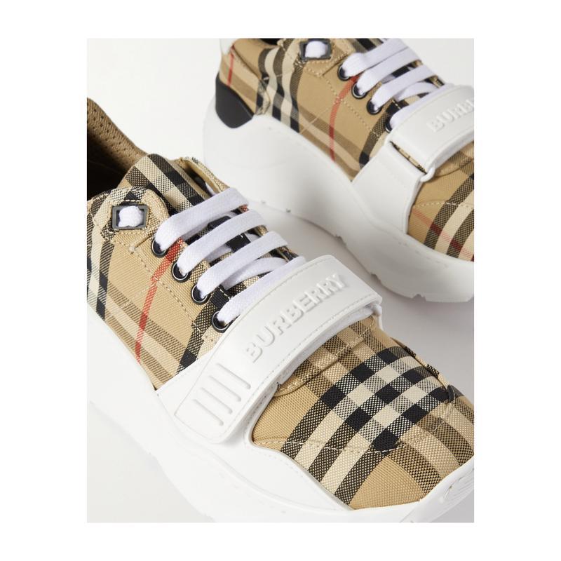 博柏利(BURBERRY)格纹休闲运动鞋女鞋多彩格纹拼接透气舒适跑步鞋