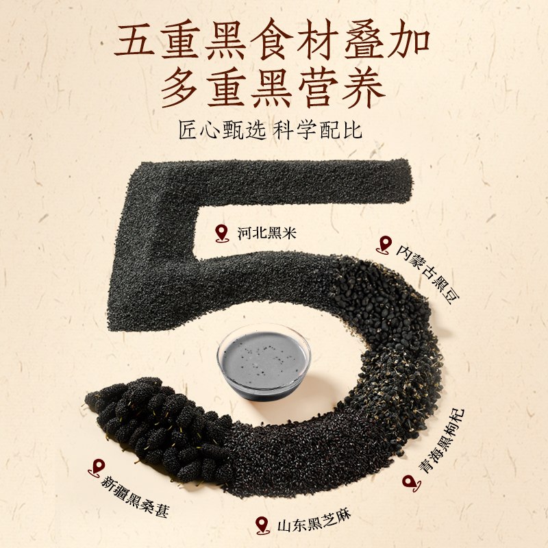 轻上五黑坚果芝麻糊饮品含膳食纤维饮料五谷营养早餐代餐高清大图