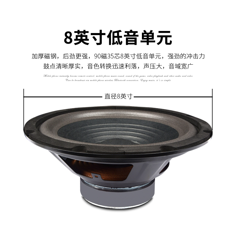 狮乐(SHILE)会议室音响组合套装 蓝牙功放壁挂音箱无线话筒扩声V108+108黑*4+SH10