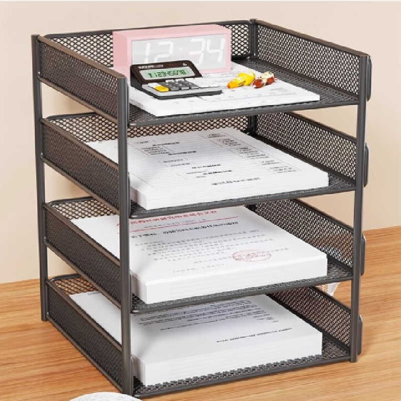 馨婺家 文件收纳架 黑色-三层 26cm*33cm*26cm 1个高清大图