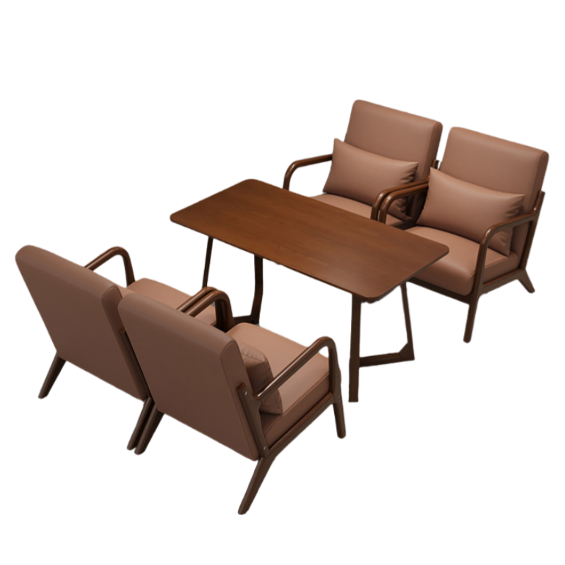 智叶舟休闲沙发组合单人位*4+长方桌套高清大图