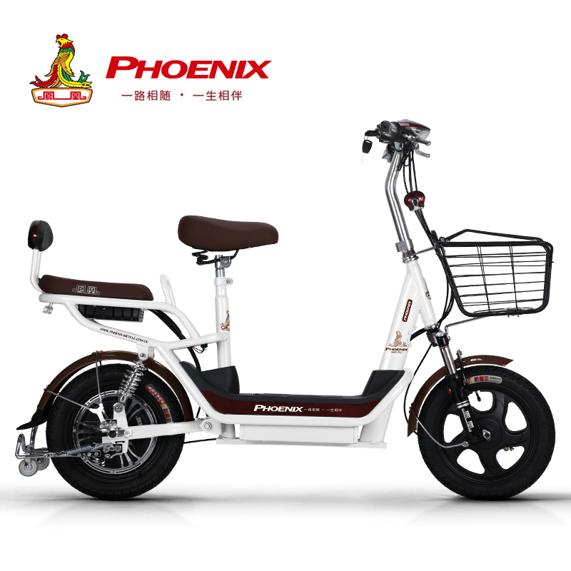 PHOENIX 凤凰电动自行车48V14寸电瓶车男女减震迷你型电动车