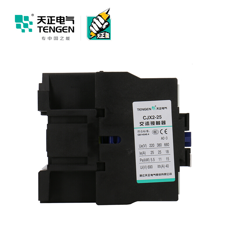 天正电气 CJX2-2510 380V 3NO 1NO 25A 50Hz 3P 02010070134 交流接触器