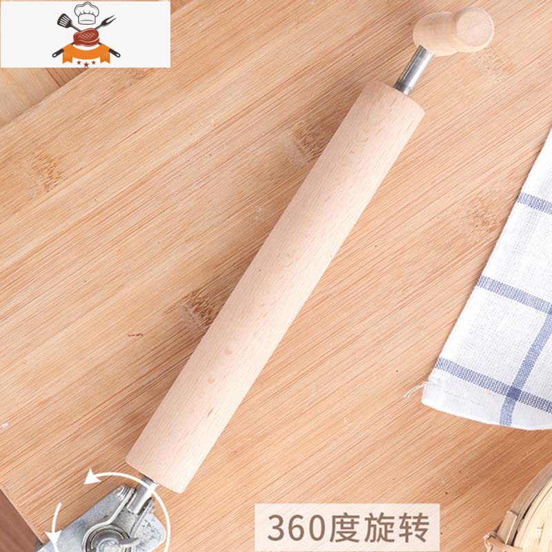 擀面杖大码实木不锈钢包水饺擀皮宝器赶面棍家用饭店食堂包包子 敬平 加大号实木滚轮/商用 可调厚度高清大图