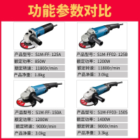 东成角磨机手砂轮切割机125A/150A大功率磨光打磨机东城旗舰店 【大机身1200W功率】FF02-125B标配抖音