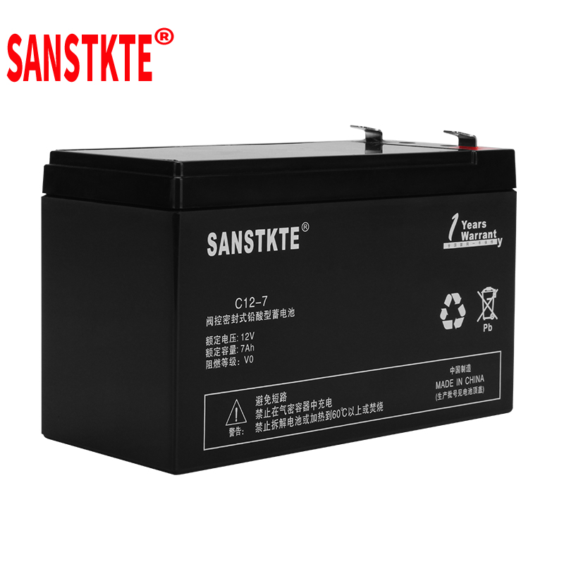 SANSTKTE蓄电池12V7AH喷雾器电瓶安防UPS照明门禁监控通信C12-7高清大图