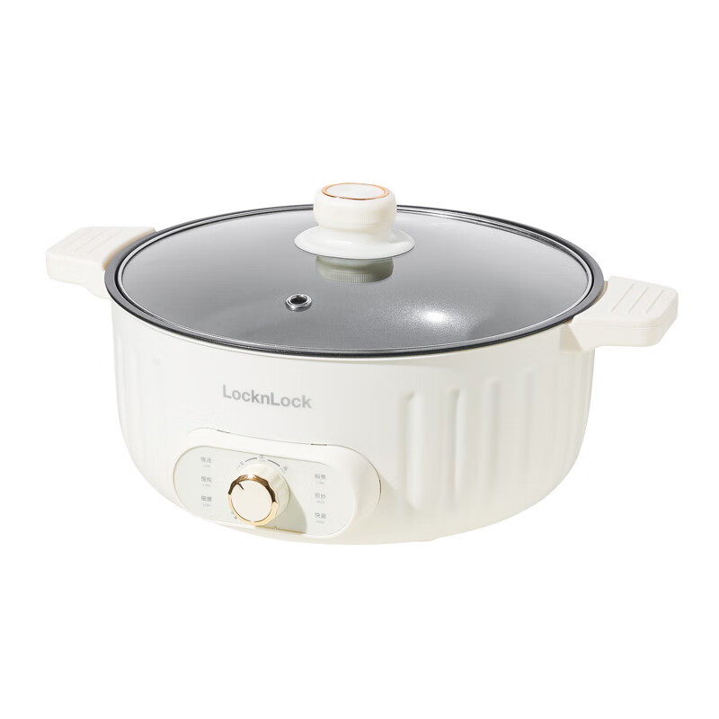 乐扣乐扣电火锅电煮锅家用多功能不粘料理锅 煮炖涮电热锅 EJP3365WHT高清大图