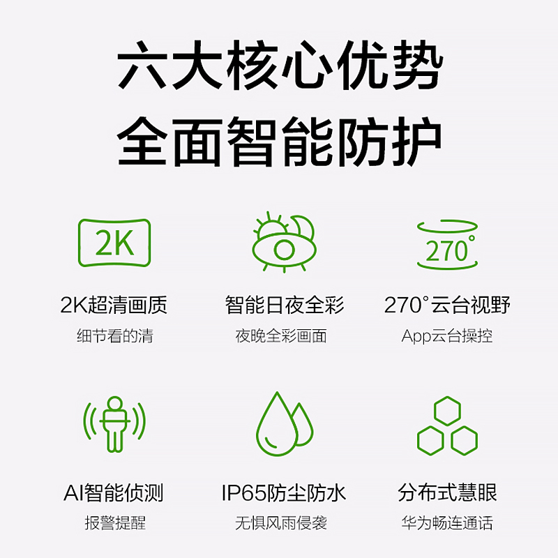 HUAWEI HiLink生态产品 小豚室外摄像机 云台版 256G内存卡 2K超清防水 日夜全彩 AI智能侦测声光报警