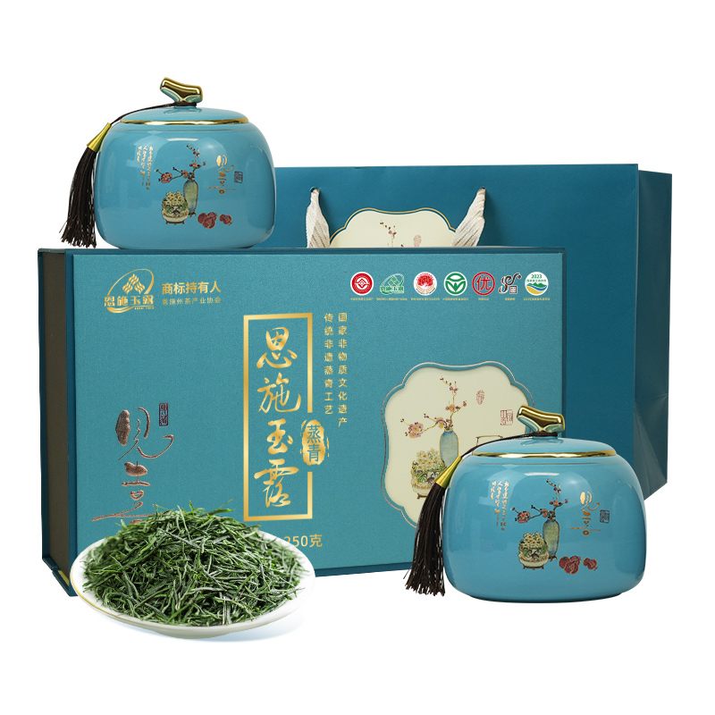 茶馬世家 恩施玉露一级绿茶 双瓷罐礼盒装250g(125g*2罐)(单位:盒)高清大图