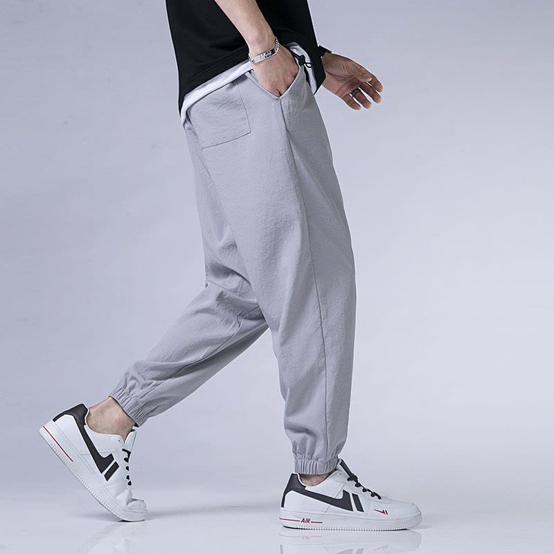 真维斯裤子男冰丝速干薄款夏季休闲长裤百搭学生九分裤运动束脚裤图片