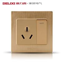 [官方旗舰店]德力西DELIXI 86型开关插座拉丝金面板 16a空调电热水器插座开关面板 一开三孔带开关插座