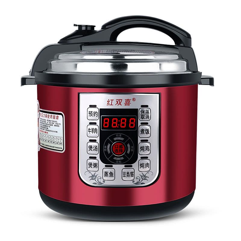 全自动电饭煲2.5l3l4l5l6l8l家用预约电的压力锅多功能智能电饭煲|5L红色双胆蒸格(蒸格胆+不锈钢胆)图片