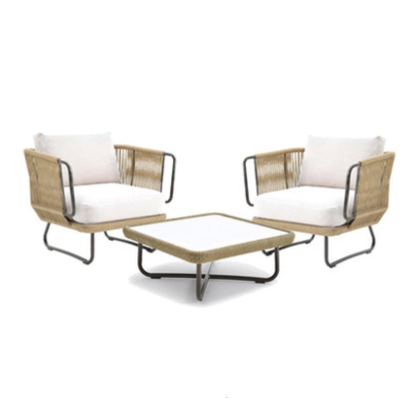 北欧户外沙发小茶几组合阳台藤椅桌椅三件套庭院休闲客厅藤编家具 2单人+边几其他