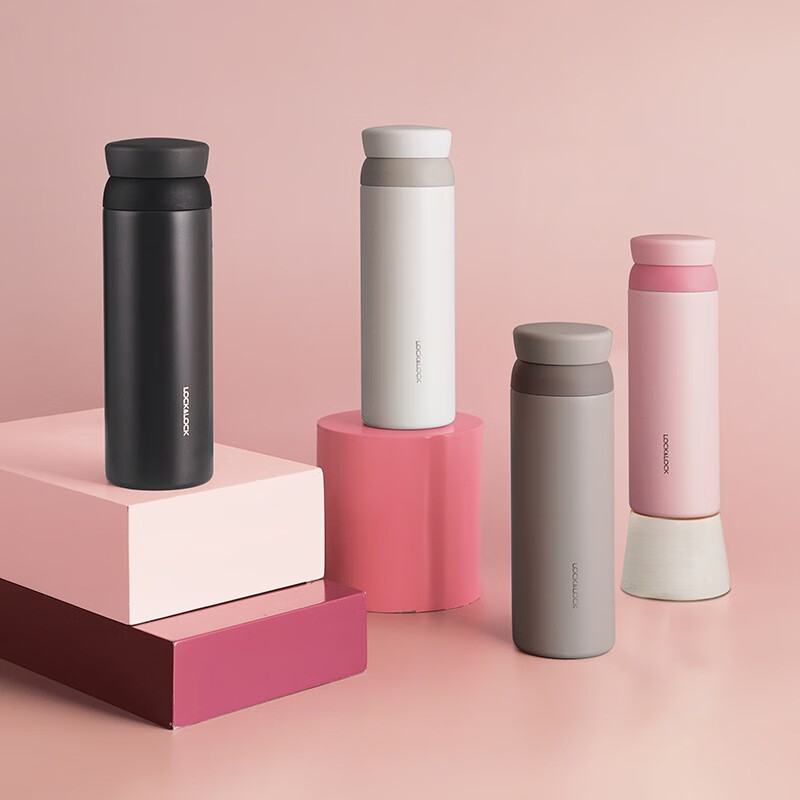 乐扣乐扣 憧憬旋转保温杯 316不锈钢泡茶杯简约时尚旅行杯 LHC4211 粉高清大图