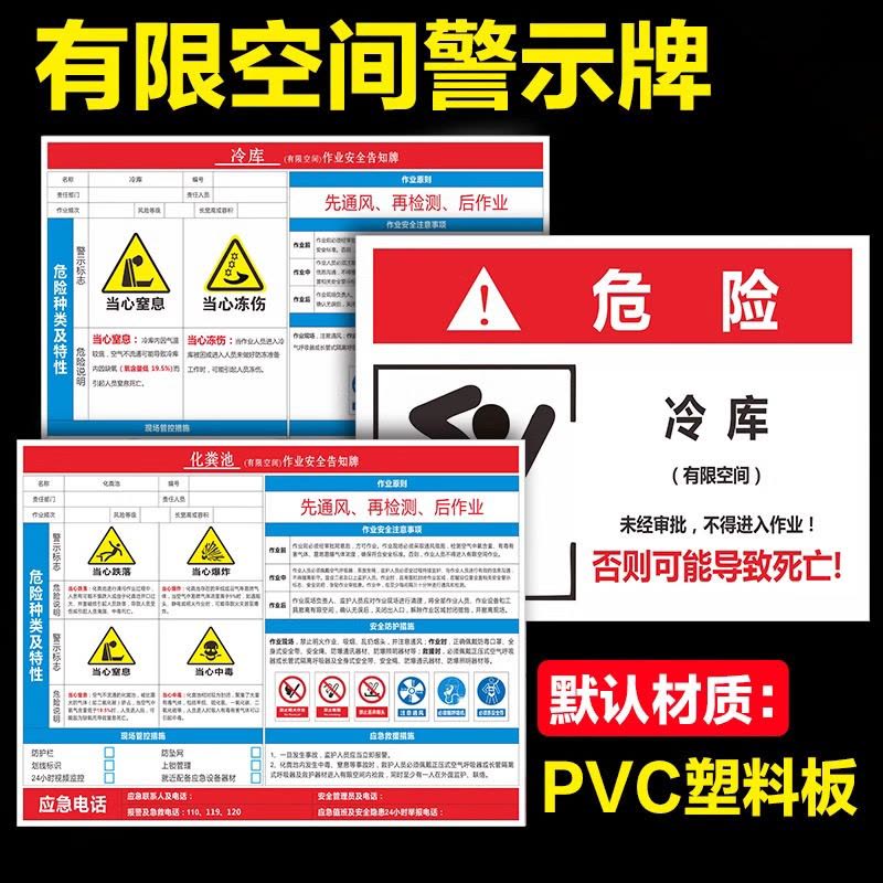 高翊柏 10021080 有限空间受限警示牌告知卡(除尘器2)40x60cm 车间提示标志PVC板标识牌安全警示牌图片