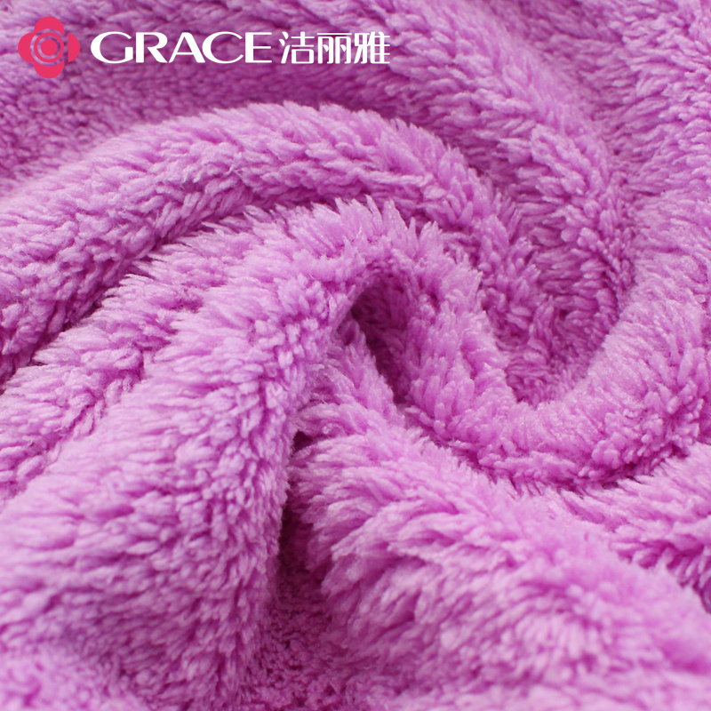 洁丽雅(grace)2条女吸水速干擦头发毛巾可爱长发干发巾包头巾 粉+藕粉