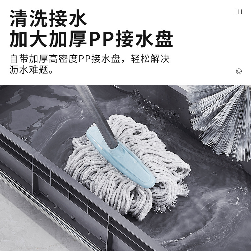 冀美移动落地拖把架不锈钢置物架放扫把墩布架子阳台清洁工具收纳商用 升级加大移动拖把架-20拖24钩(大轮)