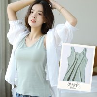 恒源祥吊带背心女纯棉内搭薄款运动内穿网红同款无袖性感夏季潮 160(M) 果绿