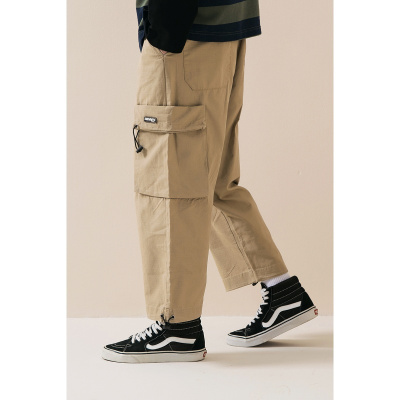 富贵鸟（FUGUINIAO）工装裤男秋季薄款束脚ins拉绳加大加肥抽绳街头潮流嘻哈休闲裤_226