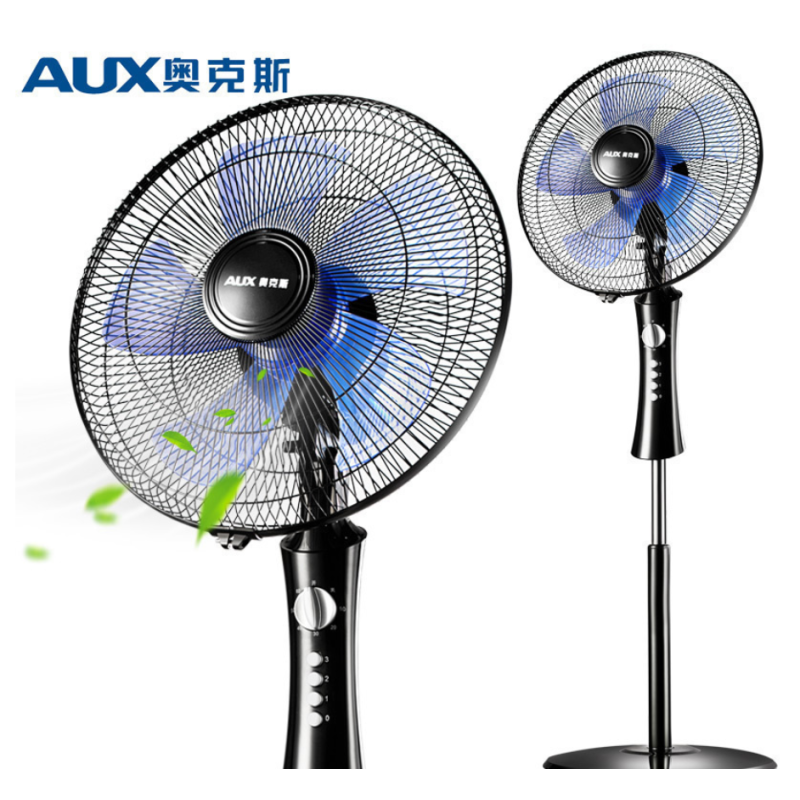 奥克斯(AUX)电风扇FS1603 家用定时落地扇 节能立式静音风扇 黑色