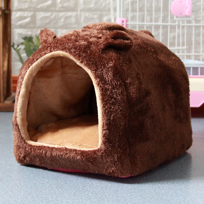 狗狗窝冬天保暖封闭式季四猫窝冬季房子型宠物小型犬通用泰迪网红 S-小型 咖啡色：送毛毯
