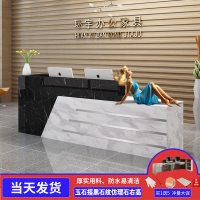 仿大理石收银台柜台简约前台接待台便利店定制转角吧台桌收银台_852_927 玉石搭黑石纹仿理石亮光右高_200x60x100cm