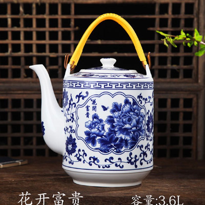 德镇陶瓷器大容量冷凉水壶陶瓷青花瓷提梁壶大号茶壶大容量多色多款多功能时尚创意生活日用家居器皿水壶