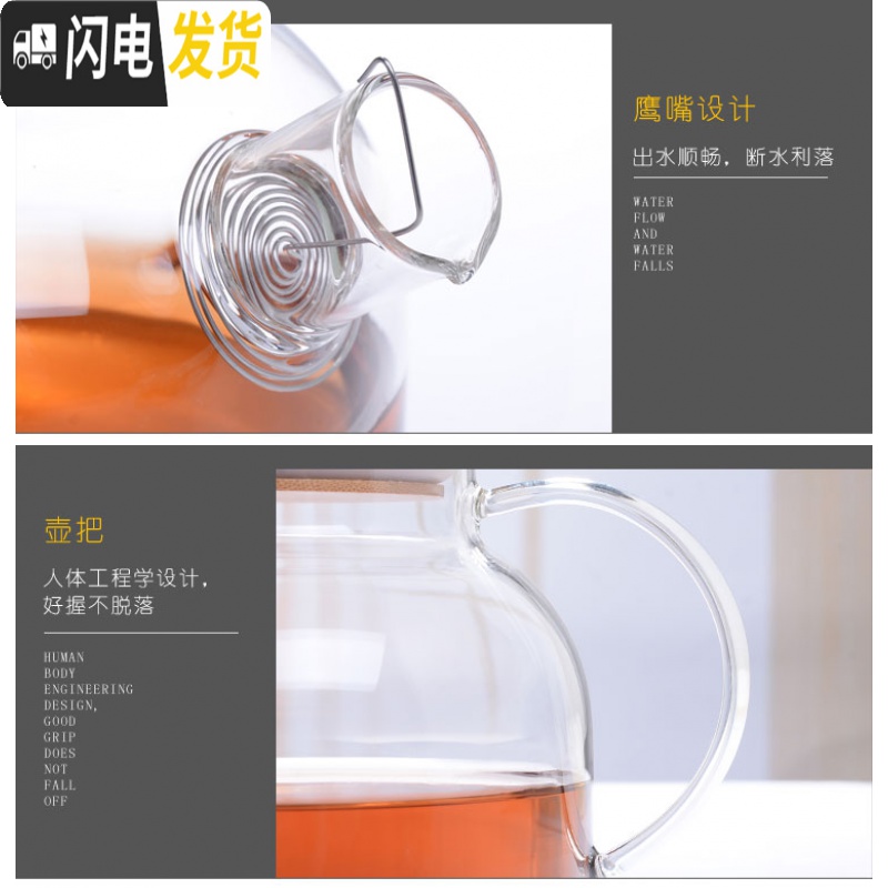 三维工匠欧式田园水果茶玻璃下午茶茶具陶瓷蜡烛加热底座煮花茶壶茶杯套装 电陶炉白色功率800w高清大图