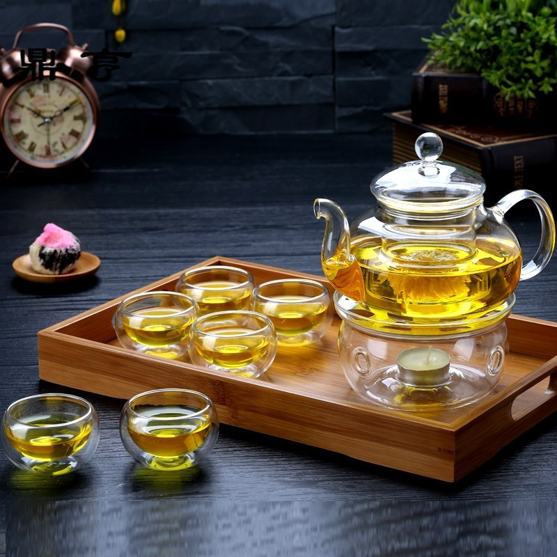 鼎亨创意花茶茶具套装玻璃蜡烛底座可加热玻璃水果花茶壶带过滤煮