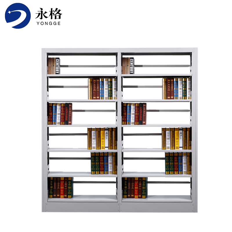 永格钢制单面书架学校 图书馆书架 档案架 资料架 期刊展示架 双面书架 钢制书架 办公书柜 办公室书架 置物架高清大图