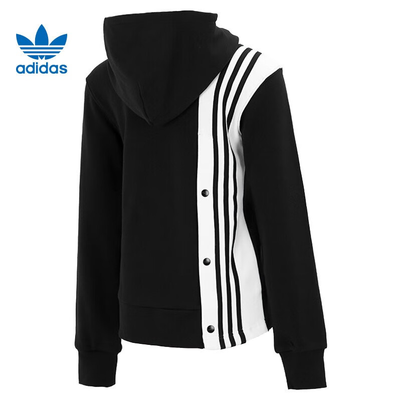 阿迪达斯(Adidas)三叶草女子运动休闲连帽套头衫卫衣 背开纽扣运动连帽卫衣套头衫 HH9449