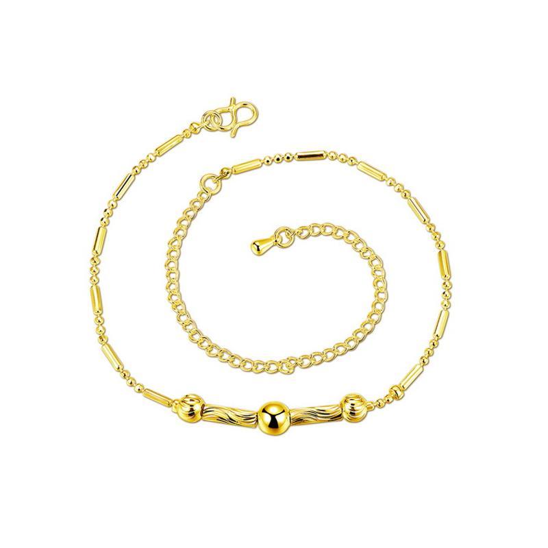 A053-A Women 18K yellow gold anklet jewelry 镀黄金色女脚链潮