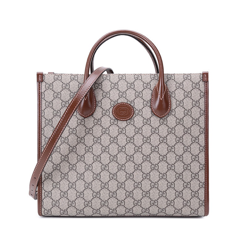 古驰gucci男女中性帆布配皮手提单肩包托特包65998392tcg