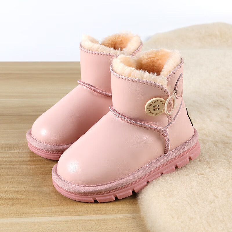 伊蒂格世品牌韩版儿童雪地靴韩版粉色防滑童靴显瘦加绒雪地鞋可爱棉鞋