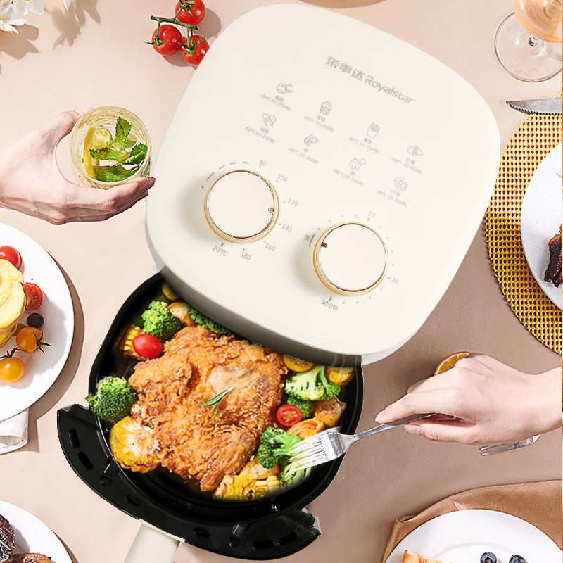 荣事达空气炸锅家用多功能一体新款大容量电烤箱全自动电炸锅机械双旋钮+可视窗口高清大图