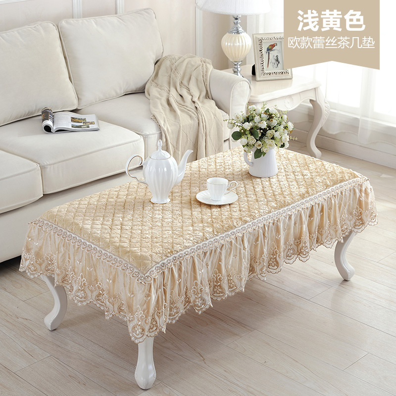 美帮汇欧式桌布餐桌垫蕾丝防烫台布丝绒茶几布长方形桌布垫茶几垫绗缝垫