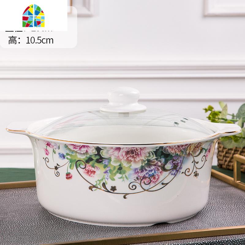 景德镇砂锅炖锅陶瓷煲汤家用燃气大号明火耐高温带盖双耳沙锅煲锅 FENGHOU 雾里看花描金明火煲1只装4.5L_561