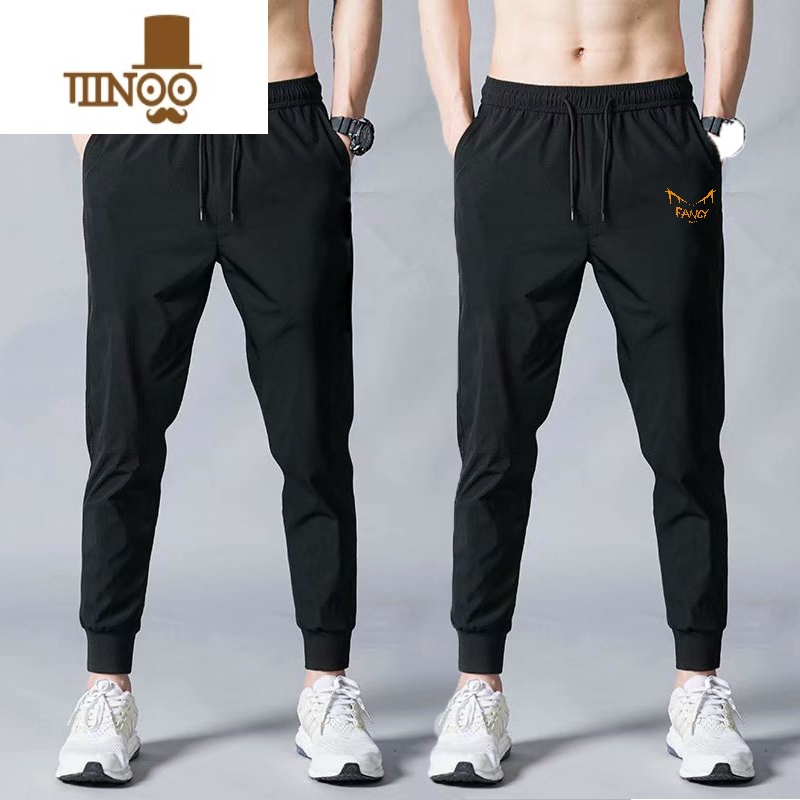 YANXU运动裤男士休闲长裤大码宽松潮流冰丝夏季薄款加大束脚裤卫裤子男高清大图